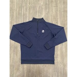 Footjoy FJ Pullover Mens M Blue 1/4 Zip Golf  Performance Custom Austin CC Patch